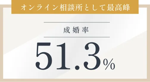 オンライン相談所として最高峰の成婚率51.3%